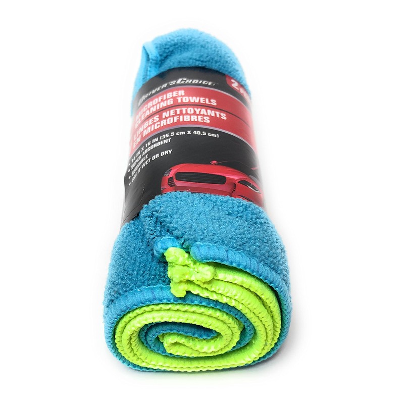 Driver's Choice Microfiber Cleaning Towels, 2 piece, 14in x 16in