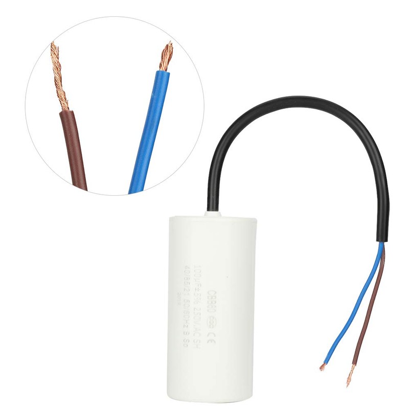 CBB60 Run Capacitor with Wire 250V AC 100uF 50/60Hz Run