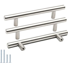goldenwarm 10 Pack Brushed Nickel Kitchen Cupboard Handles 5in Hole Center Drawer Handles Kitchen Door Handles Cabinet Handles Round T Bar Cabinet Pulls Stainless Steel Drawer Pulls