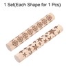 sourcing map 2pcs Wood Clay Roller 4" Snowflake Star Pattern