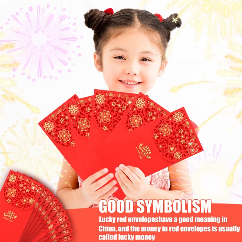 50 Pieces Chinese New Year Red Envelopes Hong bao 2023