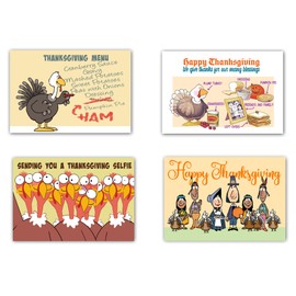 Stonehouse Collection Assorted Thanksgiving Postcards - 4 x 6 Happy Thanksgiving Postcards - 40 Funny Thanksgiving Postcards (Assorted)