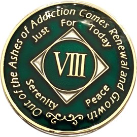 8 Year NA Green Medallion - Clean, Recovery, Chip, Coin, Token