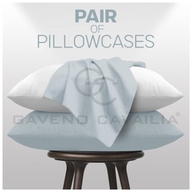 Pair of Housewife Pillow Cases (74x48 Cm)- Shrinkage and Fade Resistant Bedroom Pillow Covers - Polycotton Hotel Quality Bedding - Sky Blue