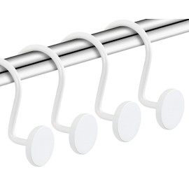 CHICTIE White Shower Curtain Hooks, Rustproof Shower Curtain Rings for Bathroom, Metal Shower Hooks for Shower Curtain Rod, Modern Decorative Shower Curtain Hangers Set of 12, Round Heavy Duty Design