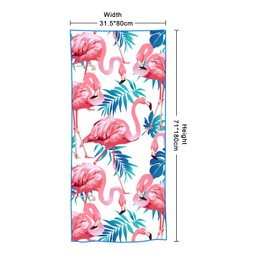 goodbath Microfiber Beach Towel, Quick Dry Oversized Sand Free Light Weight Cute Bath Towel Travel Swimming Pool Yoga,71"x32", Flamingo Palm Leaves
