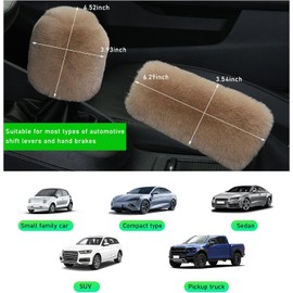 Ziciner - 2 fundas de perilla de cambio de coche de felpa y cubierta de freno de mano, cómodo protector de perilla de cambio automático, mullido y cálido, cubierta de mango de freno de mano para