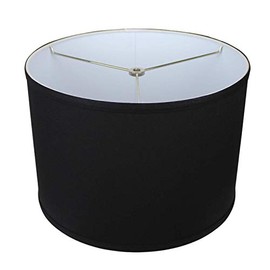 FenchelShades.com 13" Top Diameter x 13" Bottom Diameter 9" Height Fabric Drum Lampshade (Spider) Attachment for Lamps with a Harp (Linen Black)