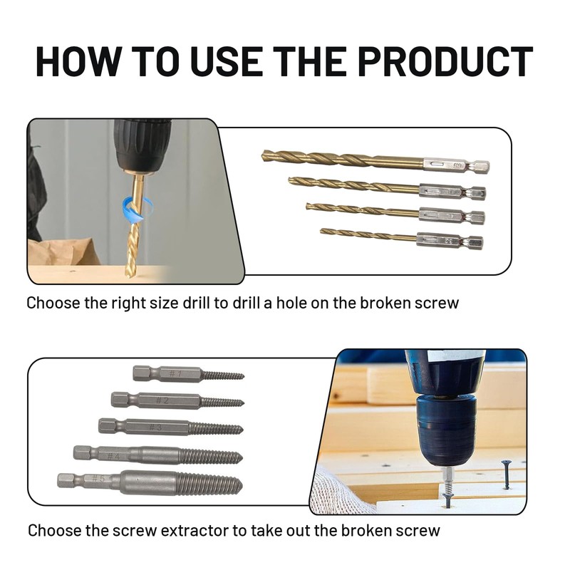 Leogony 11 Pcs Easy Out Bolt Extractor Set, 4 Bits