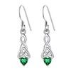 925 Sterling Silver Celtic Knot Lever-Back Drop Earrings, Emerald Dangle