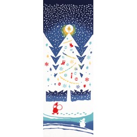 KOMESICHI COLLECTION Airashika Japanese Miscellaneous Goods "Christmas Night" Santa Claus 13.0 x 35.4 inches (33 x 90 cm)