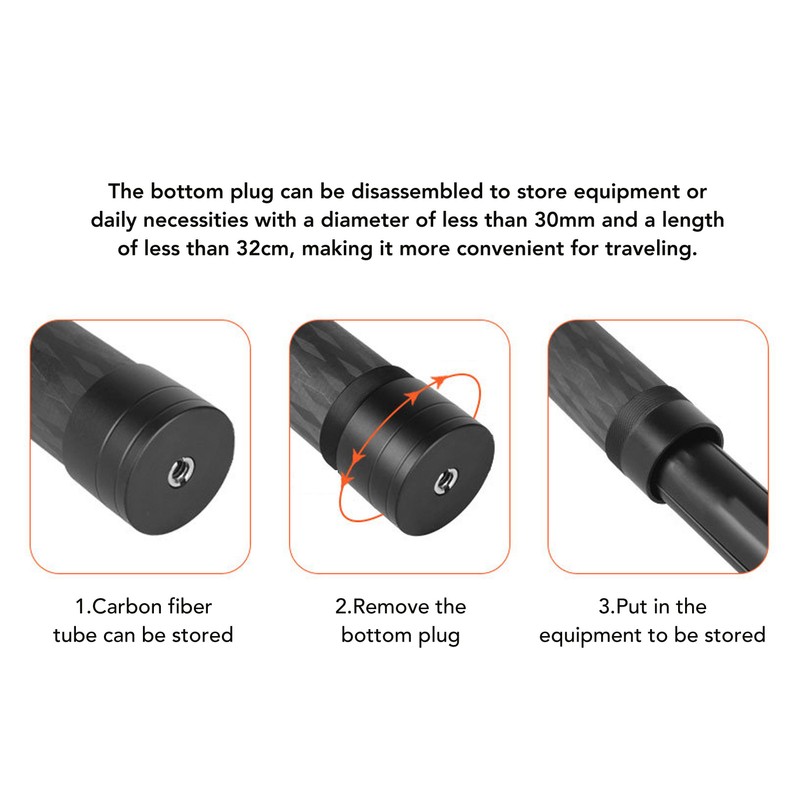 Universal Carbon Fiber Extension Pole Center Column 2 Section Extendable