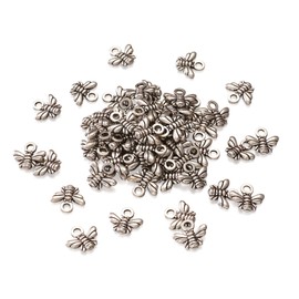 Craftdady 200Pcs Antique Silver Bee Insect Charms Tibetan Metal Animal Honeybee Tiny Pendants 10x11mm for Jewelry Making