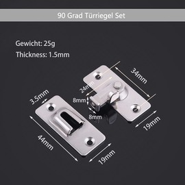 Saipor Set of 2 90 Degree Door Bolt Set with 8 Screws, Stainless Steel Small Door Lock, Right Angle, Double-Sided Push Latch, Sliding Barn Door Latch for Sliding Door, Window Lock Animal Door