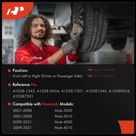 A-Premium Front Brake Drums Set Compatible with Kawasaki Mule 3000/Mule 3010 2001-2008, Mule 4000/Mule 4010 2009-2021