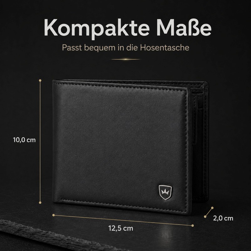 Kronenschein® Wallet Made of Nappa Leather, RFID Protection Premium Men’s