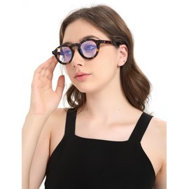 R.F.YFQH Blue Light Blocking Glasses for Women and Men, Retro Round Frame Eyeglasses Anti UV & Eyestrain (Black)