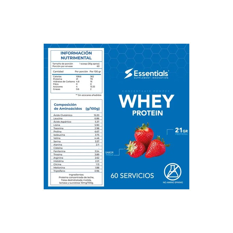 Essentials Whey Protein Fresa 4lbs