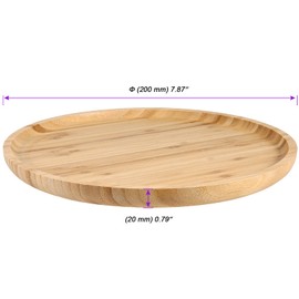 JOIKIT 5 Pack 8 Inch 20cm Bamboo Round Platter, Fine Polished Round Wood Plates Bamboo Serving Tray for Holding Fruit, Bread, Cheese, Nut, Coffee, Tea, Plant Saucer