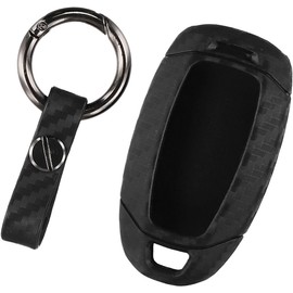 RichVibe - Funda de silicona inteligente para llave de anillo para Hyundai para Santa Fe, Palisade, Accent, i30, Veloster, Kona, Nexo, Elantra para gt 2018-2020 - Estilo de fibra de carbono con