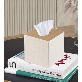 Tissue Box Cover Square,Upgrade 99% Compatible Large Size,Cube Tissue Box Holder for Napkin Facial Paper, Leather Dryer Sheet Dispenser Organizer for Bathroom Vanity Countertop, Night Stand
