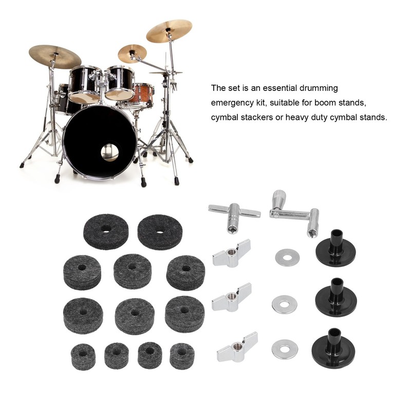 23Pcs Cymbal Felts Sets Stent Tube Clutch Wing Nuts Washer