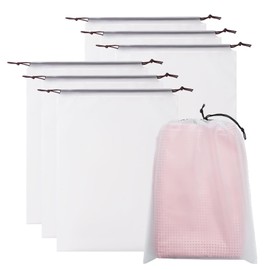 Travel Bag for Shoes | Travel Shoe Bags for Packing in Suitcase | Large Transparent Pouch Drawstring Storage 6 Piece Portable Clear for Teen Train Women Men