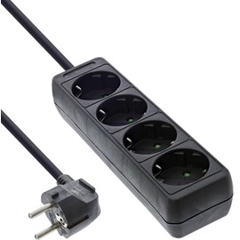 InLine® Socket Strip, 4-Way Protective Contact 5 m, Black