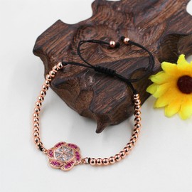 Vivaday Mother's Day Special - Floral String Stretch Bracelet, Fashionable Mom Bracelet, Crafted with Copper Zircon, Adjustable 16cm+12cm Design, Heartwarming Gift for Mom, YA4730, Medium, Brass,