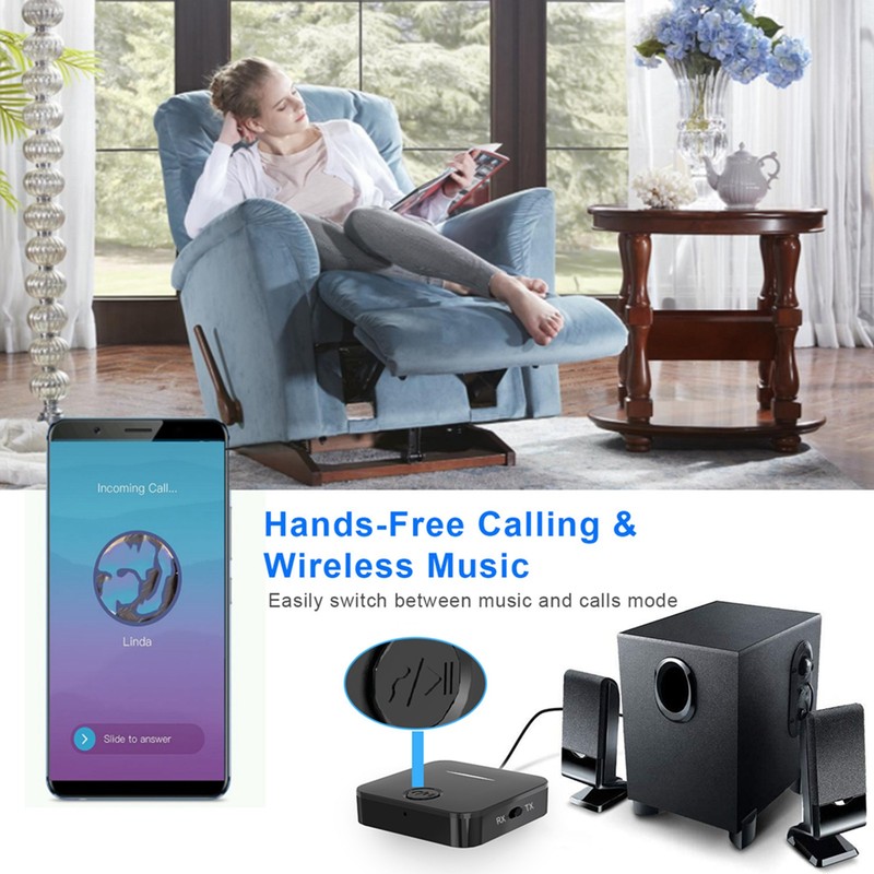 Bluetooth 5.0 Transmitter Receiver Hands Free Call Low Latency 2