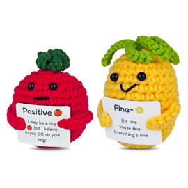 HHXUUAN Cute Emotional Support Gifts 2Pieces, Funny Pineapple Tomato Positive Gifts with Encouragement Card, Good Luck Gifts for Women Colleagues Friends Classmate