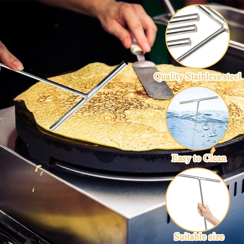 3 Piece Crepe Accessory Maker Set, Crepe Distributor, Crepes Spatula,