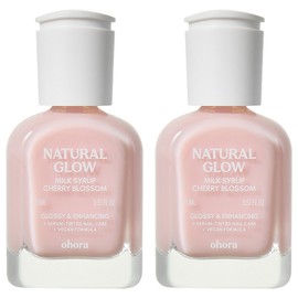 Oh Hora Natural Glow Milk Syrup Nail Strengthener Cherry Blossom, 2 pieces, 15ml / 오호라 내추럴 글로우 밀크시럽 네일 강화제 체리블라썸, 2개, 15ml