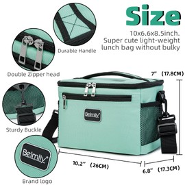 BEIMILY Lunch Box for Men/Women,Small Insulated Lunch Bag,Reusable LunchBox for work Picnic Hiking Beach,Leakproof Soft Cooler Tote Bag Organizer with Adjustable Shoulder Strap for Adults (Green Mint)
