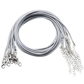 Pocoxll 10 Pcs 2.0mm Leather Necklace Cords with Clasp,Waxed Cords,Necklace Ropes for Pendants and Jewelry Making(Grey)