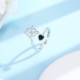 Twoowl Witches Knot Ring 925 Sterling Silver Adjustable Black Onyx Witch Ring Celtic Knot Amulet Wiccan Pagan Protection Jewelry Gifts for Women