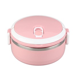 Akozon Contenedor de alimentos, lonchera térmica portátil rosa, lonchera de acero inoxidable con aislamiento térmico para fideos de arroz, lonchera de una sola capa