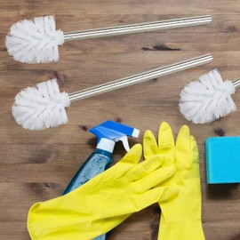 Relaxdays Toilet Brush, Set of 3, Replacement Toilet Brush, Removable Brush Head, Stainless Steel, H x D 35 x 8 cm, White