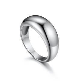 Signet Rings for Women Silver Statement Rings, 8MM High Polished Silver Rings, Size 11