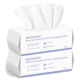 Disposable Face Towel, MSOEUESO 100% Cotton Facial Tissues, Dry Face Cloths, Biodegradable Clean Towels, Makeup Remover Wipes, Ultra Soft for Adults and Baby 200 count, 2pack