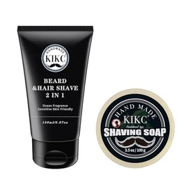 Kikc Kit De Jabn Y Crema De Afeitar, Aroma A Sndalo Para Hombre, Crema De Afeitar Con Aroma A Ocano, Jabn De 95 G, Crema De Afeitar 2 En 1 De 150 Ml  