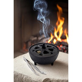 BEYLAB cast Iron Incense Burner Lotus Flower Multifunctional Aromatherapy for Incense Resins, Cones or Sticks and Wax Melts Log Burner Traditional Oriental Zen Home Decor (Small)