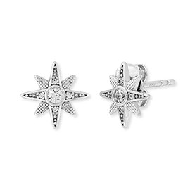 Engelsrufer Damen Ohrstecker Stern Symbol aus Sterling Silber in silber - besetzt mit 10 Zirkonia Steinen - Steckverschluss - nickelfrei