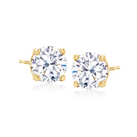 Ross-Simons Round CZ Stud Earrings in 18kt Gold