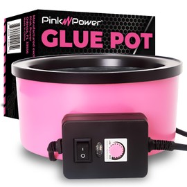 Pink Power Electric Hot Glue Pot for Crafts with Adjustable Temp 225-400 F - 160ml Hot Glue Gun Skillet for Crafting - Mini Electric Skillet