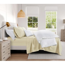 100% Cotton Bed Sheets King Size - 1000 Thread Count King Size Bed Sheets, Breathable King Bed Sheets, Luxury King Size Cooling Sheets, Soft Sateen Weave, 15" King Size Sheets Deep Pocket Set - Ivory