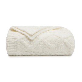 bearberry Super Soft Rhombic Jacquard Throw Blanket 3D Stereoscopic Lightweight Cozy Warm Throw Blankets for Couch Bed Sofa All Season (Cream, 40”x50”)