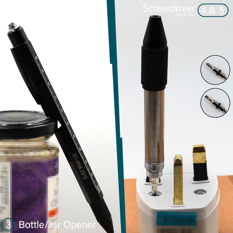 Black 9 in 1 Multi Tool Pen Gadget for Men,