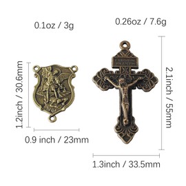 Luomu 4 Sets of Saint Michael Centerpiece and Pardon Crucifix for DIY Making Rosary (Anti-Bronze)