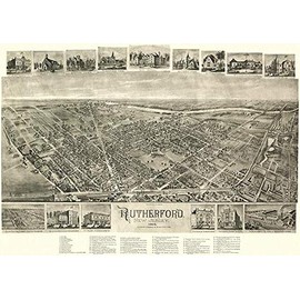 Rutherford, New Jersey - 1904 - Aerial Bird's Eye View Map Poster